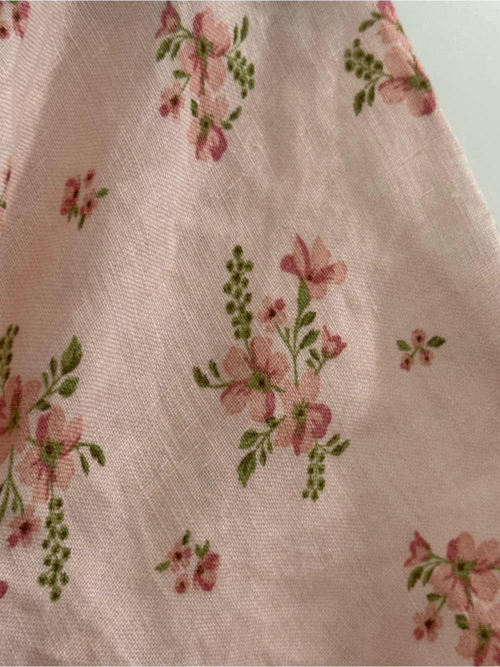 & Other Stories light pink floral linen smocked puff sleeve side slit dress - Picture 14 of 15